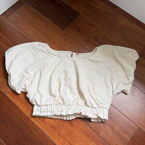 Free People Tovah Crop Top Women's Small Ivory Scoop Neck Short Sleeve Pullover